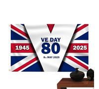 80° Victory Day Flag - Victory Day Flag, bandiera commemorativa Europe Memorial 80° | Squisito striscione europea, decorazione luminosa per porta, prato, giardino