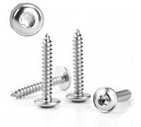 80 viti autofilettanti in acciaio inox M3 x 16 mm, viti a testa piatta, con disco 304, antiruggine, autofilettanti Torx A2 V2A, filettatura completa (argento)