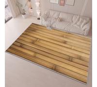 80 x 150 cm Soffice Tappeto Lavabili Antiscivolo, Semplice Realistico Venature Del Legno Di Bambù Per Cucina Soggiorno Ufficio, Marrone Chiaro Pelucchi Corti Tappetino Durevole e Facile da Curare