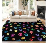 80 x 150 cm Tappeto Arredo Animali Zampe Colorate Pattern Antiscivolo Facile da Pulire Tappeto, Multicolore Morbido Pelo Corto Lavabile Fluffy Tappeti per Salotto, Camera Letto, Sala Pranzo, Casa