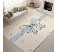 80 x 150 cm Tappeto Beige Chiaro - Design Cuore D’Amore Fiocco Con Nastro Dolce Elegante e Moderno, Morbido Lavabile Tappeto per Salotto, Camera da Letto, Sala da Pranzo, Interni Accoglienti Tappeti