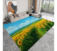 80 x 150 cm Tappeto Camera da Letto Blu, Campi Di Girasoli In Campagna Sotto Il Cielo Tappeto Soggiorno Tappeti Antiscivolo Tappeti Salotto Moderno Morbidi Adatto per La Decorazione Domestica