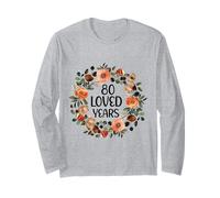 80 Years Loved 80th Birthday Funny 80 Year Old Women's Maglia a Manica