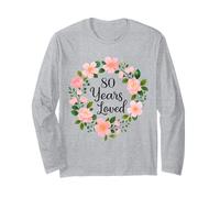80 Years Loved Floral 80th Birthday Design for Mom Grandma Maglia a Manica