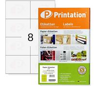 800 Etichette adesive (105x74mm=A7) stampabili - Printation | 100 fogli A4 con 2x4=8 etichette per indirizzi, etichette per stampare francobolli - per stampanti laser e inkjet