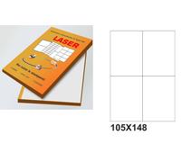 800 Etichette Bianche Adesive 105x148 su foglio A4 per Laser Inkjet