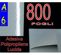 800 FOGLI A6 CARTA ADESIVA PVC BIANCA LUCIDA POLIPROPILENE STAMPANTE LASER
