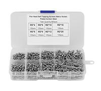 800 pezzi viti autofilettanti a testa cilindrica, viti autoperforanti a testa a capriata in acciaio elementi di fissaggio per lavorazione del legno con scatola per plastica, legno