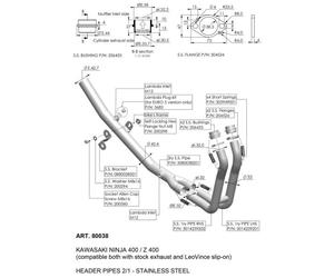 80038 - Collettore Scarico LeoVince Racing KAWASAKI NINJA 400 (18-21)