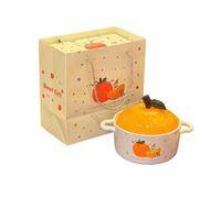 800ml/27oz fresco arancione ceramica istantanea noodle ciotola con coperchio casa studente ciotola -C una arancione (scatola)