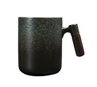 800ml/28oz 2PC- cinese retrò forno ceramica grande capacità creativo manico in legno birra boccale forno diventa verde