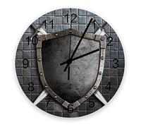 803 Orologio Da Parete Scudo Da Cavaliere Medievale Orologi Da Parete Multicolore Orologio Facile Da Leggere Orologi Al Quarzo 9.8Inch Per La Camera, Cucina, Home