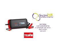 Telwin Caricabatteria Multifunzione T-Charge 20 Evo 12V/24V, Mantenitore di Carica e Tester con Schermo LCD per Batterie di Auto e Veicoli con Tecnologia Pulse Tronic, 100-240V