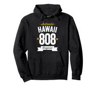 808 Hawaii Codice Area Distressed Authentic USA State Dark Felpa con Cappuccio