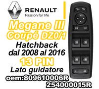 809610006R Pulsantiera Alzacristalli RENAULT MEGANE III Controllo Vetri Specchi