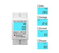 80A Din rail Single Phase Two Wire LCD Digital Display Power Consumption Meter AC 220V 230V 50Hz/60Hz CZAOINCU(With backlight)