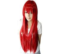 80cm Foxfire Ahri Homestuck Erza Scarlet Sally Long Straight Vocaloid Synthetic Cosplay Wig For Halloween With Bangs