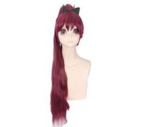 80cm Puella Magi Madoka Magica Sakura Kyouko Auburn Long Straight Cosplay Wig Women Synthetic Hair Wigs With Clip Ponytail