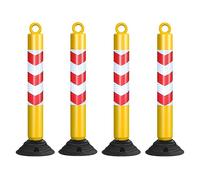 80cm Reflective Traffic Cones - Durable PU Parking Bollards with Base Plate for Driveway and Road(Red+white,4 pack)
