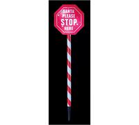 80cm Rosso e Bianco LED Timelights Babbo Stop Qui Palo Luce - PREMIER