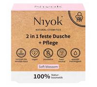 Niyok® Doccia fissa 2 in 1 + cura "Soft Blossom" (80 g) • Sapone doccia naturale • Gel doccia solido per tutti i tipi di pelle • Sapone vegano per corpo e mani • Senza plastica e vegano