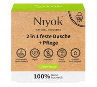 Niyok® Doccia fissa 2 in 1 + cura "Green Touch" (80 g) • Sapone doccia naturale • Gel doccia solido per tutti i tipi di pelle • Sapone vegano per corpo e mani • Senza plastica e vegano