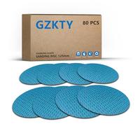80pz 125mm carta vetrata blu senza fori, dischi per levigatura rotorbitale, 60/80/120/150/180/240/320/400 grana, abrasivo resistente all'intasamento per levigatrici rotorbitali
