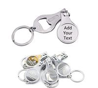 80pz Apribottiglie Personalizzati con Taglierina per Unghie Portachiavi Versatile e Durevole, Bomboniere Personalizzate per Feste Private Matrimonio Birreria Natale Logo Incisione