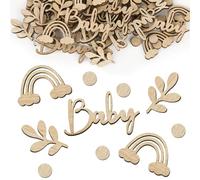 80pz Coriandoli Battesimo Nascita Comunione Coriandoli Arcobaleno Cuore in Legno Decorazione Tavolo Centrotavolo Bomboniere Battesimo Cresima con Scatola