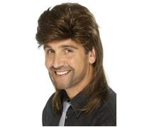 80s 1980s 80's Parrucca Mullet Costume Waddle Jason Marrone Nuovo Da Smiffys