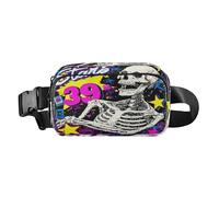 80s 90s Skull Shining Stars Graffiti Trendy Marsupio Marsupio per piccolo uomo d'affari Grande Capacità con Cinghia Regolabile per Viaggi Corsa Escursionismo bulto de cintura para