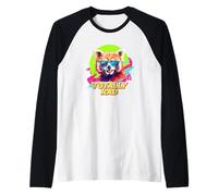 80s 90s Totally Rad Retro Vintage Red Panda Lover Maglia con Maniche Raglan
