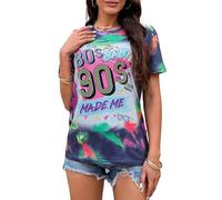 80s Baby 90s Made Me Shirt Womens Vintage Tie Dye 90s Shirts Casual Retro 80's Nostalgia Shirt Tops, Blu 1, S