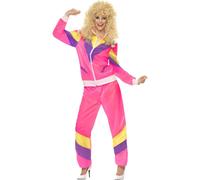 80s Guscio Abito Trackie Costume Rosa Donna 1980s Vestito