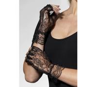 80s Madonna Pizzo Nero Costume Gotico senza Dita Corto Guanti