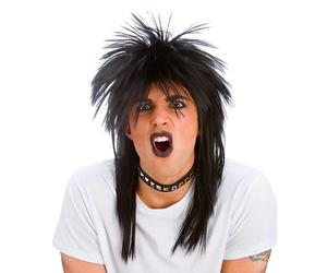 80s Nero Rocker Parrucca Uomo Punk Parrucca Nera Mullet 1980s Rock Star Costume