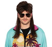 80s Parrucca Mullet Costume Pop Accessorio Costume Nero o Marrone Popstar Rock
