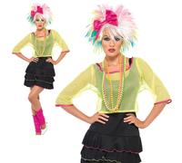 80s Pop Tart Costume Neon Rétro Madonna Cyndi Lauper Costume da Donna UK 8-18