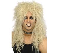 80s Rigido Rocker Parrucca Uomo Superstar Rock Star Mullet Costume Biondo Nero