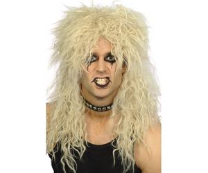 80s Rigido Rocker Parrucca Uomo Superstar Rock Star Mullet Costume Biondo Nero
