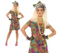 80s Vestito da Festa Animale Donna Costume Neon Rave Anni Ottanta Donna Completo