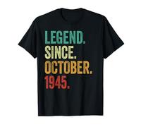 80th Birthday Gifts for Men Women Awesome Since October 1945 Maglietta