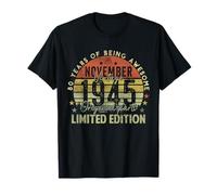80th Birthday Gifts Vintage November 1945 80 Years Old Men Maglietta