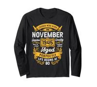 80th Birthday Real Legends November 1945 80 Years Old Men Maglia a Manica