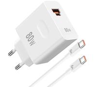80W Caricatore e Cavo USB C per Honor 600 Pro 500 400 5G,Adattatore Mobile da 80Watt con 6A Tipo C Cavo 1Metro Ricarica Rapida per Honor X70 X60 GT Magic6 Pro Magic 7 Lite V3 Tablet Pad