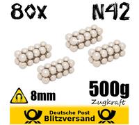 80x Neodimio - Magnete D8mm - Piccolo Industriale Hightechmagnete Magnetico
