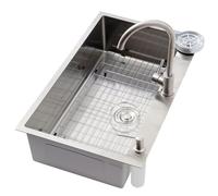 80x50cm Lavello Cucina In Acciaio Inox, 1 Vasca Lavandino Cucina, Con Rubinetto, Dispenser Sapone, lavabicchieri, Scolapiatti, Sifone e Set di Drenaggio, lavabo cucina da incasso e sottotop