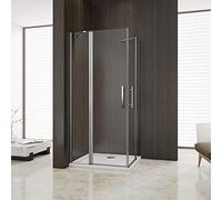 80x80x195cm Box Doccia Angolare Doppie Porte Apertura Battente-saloon Vetro Trasparente Anticalcare Con Barre Stabilizzatrici