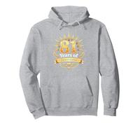 81 Anni di grandezza Regalo di Compleanno Celebrazione Arte Felpa con Cappuccio, Unisex per Adulti, Grigio Melange, L