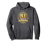 81 Anni di grandezza Regalo di Compleanno Celebrazione Arte Felpa con Cappuccio, Unisex per Adulti, Grigio Scuro, L